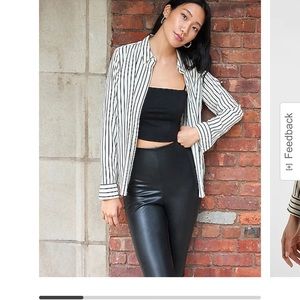 Express striped button collar shirt.